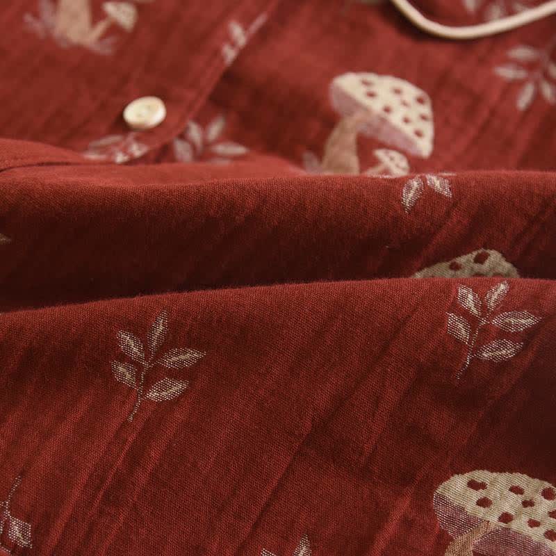 Ownkoti Vintage Mushroom Print Cotton Loungewear Set - image 4