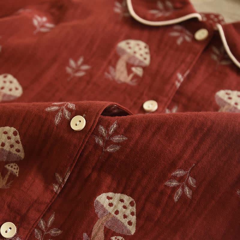 Ownkoti Vintage Mushroom Print Cotton Loungewear Set - image 3