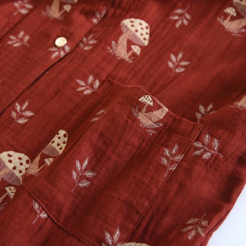 Ownkoti Vintage Mushroom Print Cotton Loungewear Set - image 5