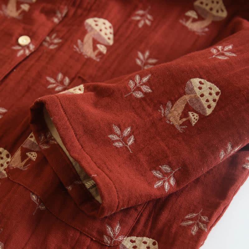 Ownkoti Vintage Mushroom Print Cotton Loungewear Set - image 7