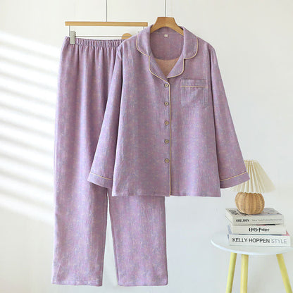 Ownkoti Minimal Cotton Lapel Yarn-dyed Pajama Set - image 1