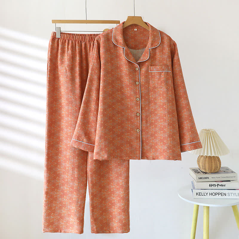 Ownkoti Minimal Cotton Lapel Yarn-dyed Pajama Set - image 0