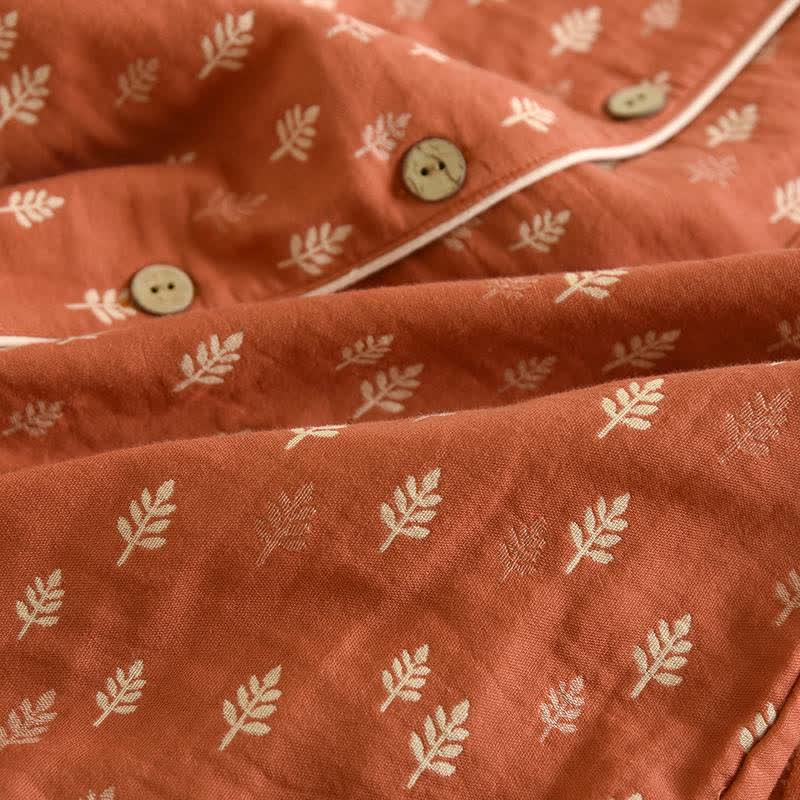 Ownkoti Relaxed Piped Cotton Maple Leaf Loungewear Set - image 3