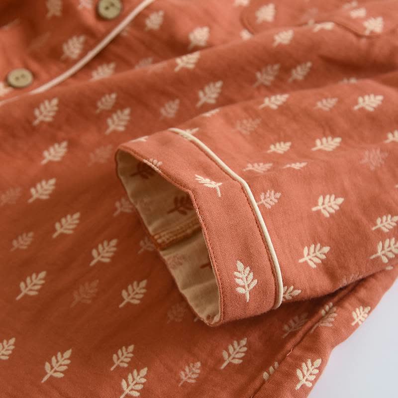 Ownkoti Relaxed Piped Cotton Maple Leaf Loungewear Set - image 5