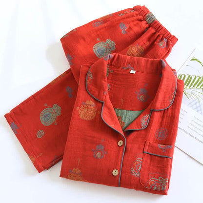 Ownkoti Red Cotton Fortune Pouch Loungewear Set - image 1