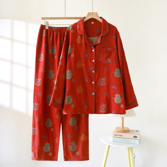 Ownkoti Red Cotton Fortune Pouch Loungewear Set - Red - XL - image 0