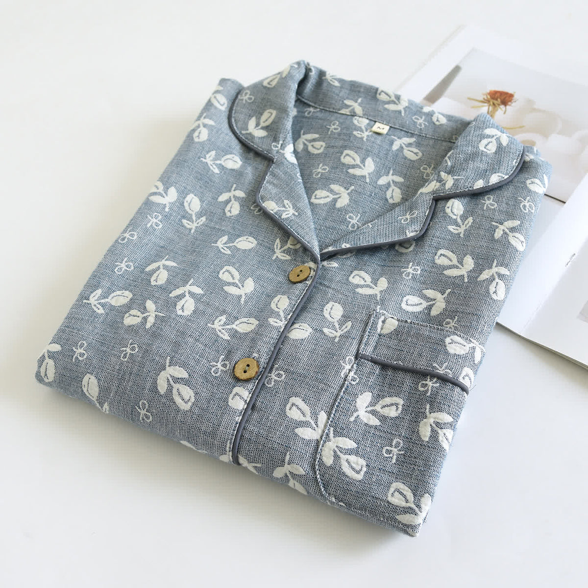 Ownkoti Cotton Gauze Leaf Print Pajama Set - image 1