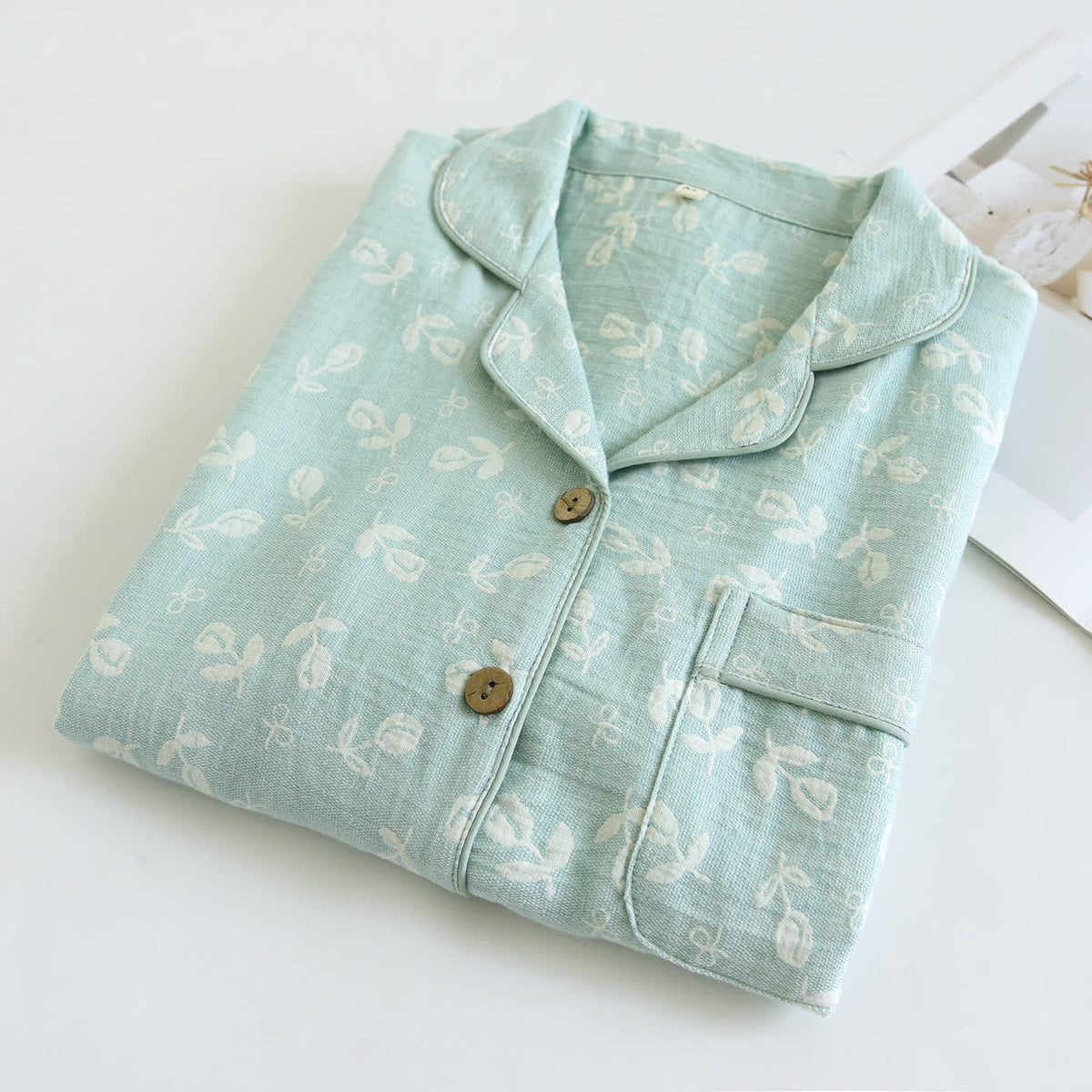 Ownkoti Cotton Gauze Leaf Print Pajama Set - image 3