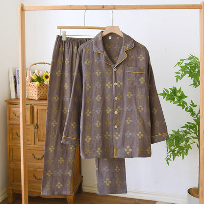 Ownkoti Heritage Cotton Gauze Check Pajama Set - Brown - XL - image 11