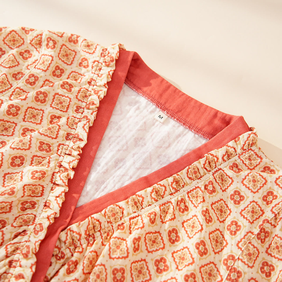 Ownkoti Geometric Ruffle Trim Cotton Loungewear Set - image 2