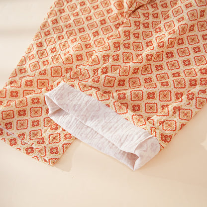 Ownkoti Geometric Ruffle Trim Cotton Loungewear Set - image 13