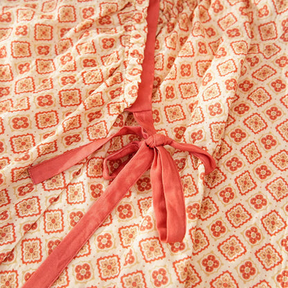 Ownkoti Geometric Ruffle Trim Cotton Loungewear Set - image 4