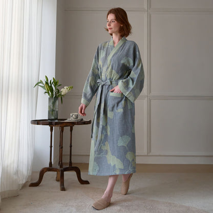 Ownkoti Ginkgo Leaf Organic Cotton Kimono Robe - image 3