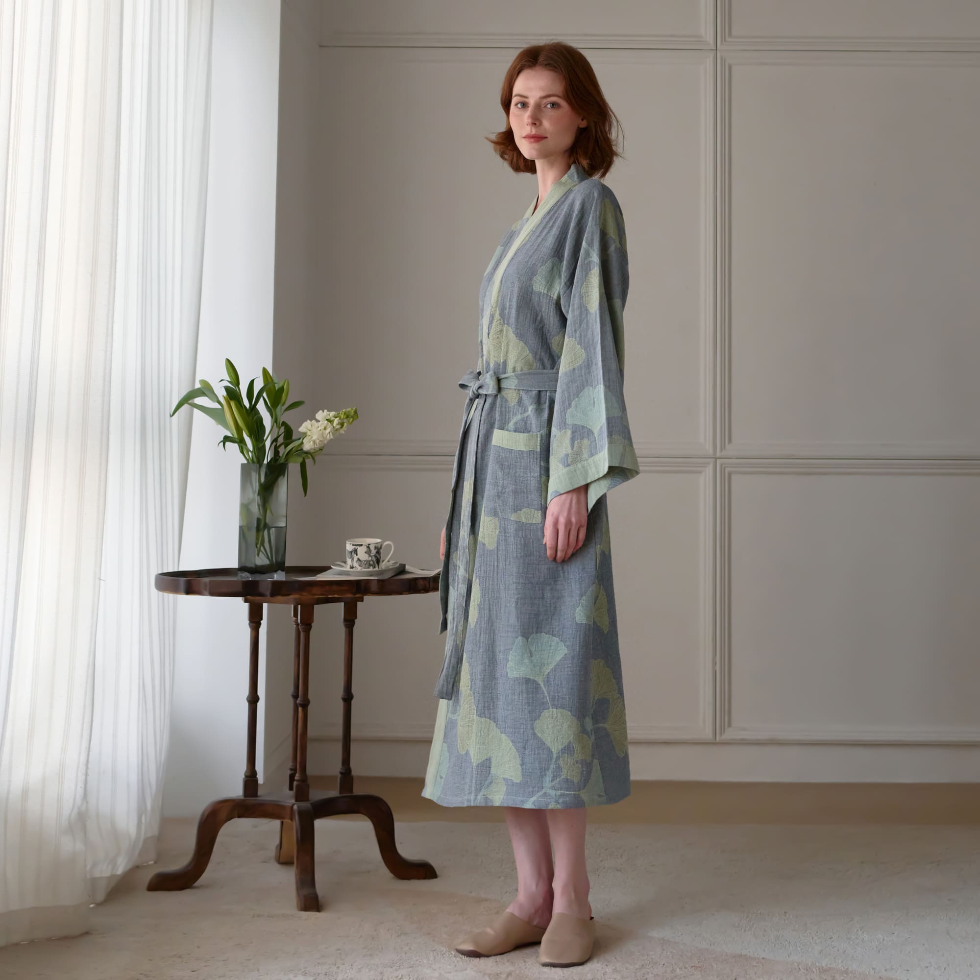 Ownkoti Ginkgo Leaf Organic Cotton Kimono Robe - image 10
