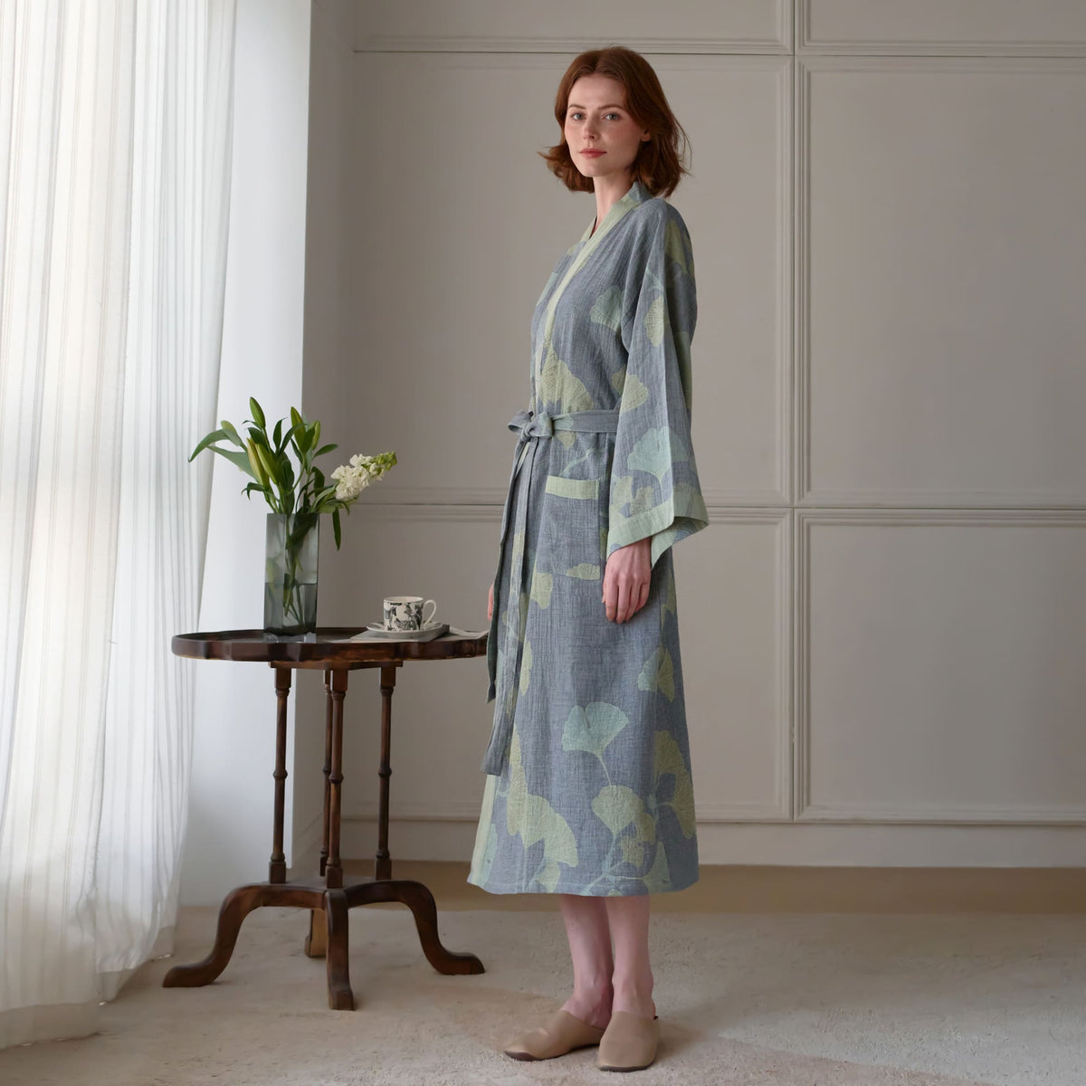 Ownkoti Ginkgo Leaf Organic Cotton Kimono Robe - image 10