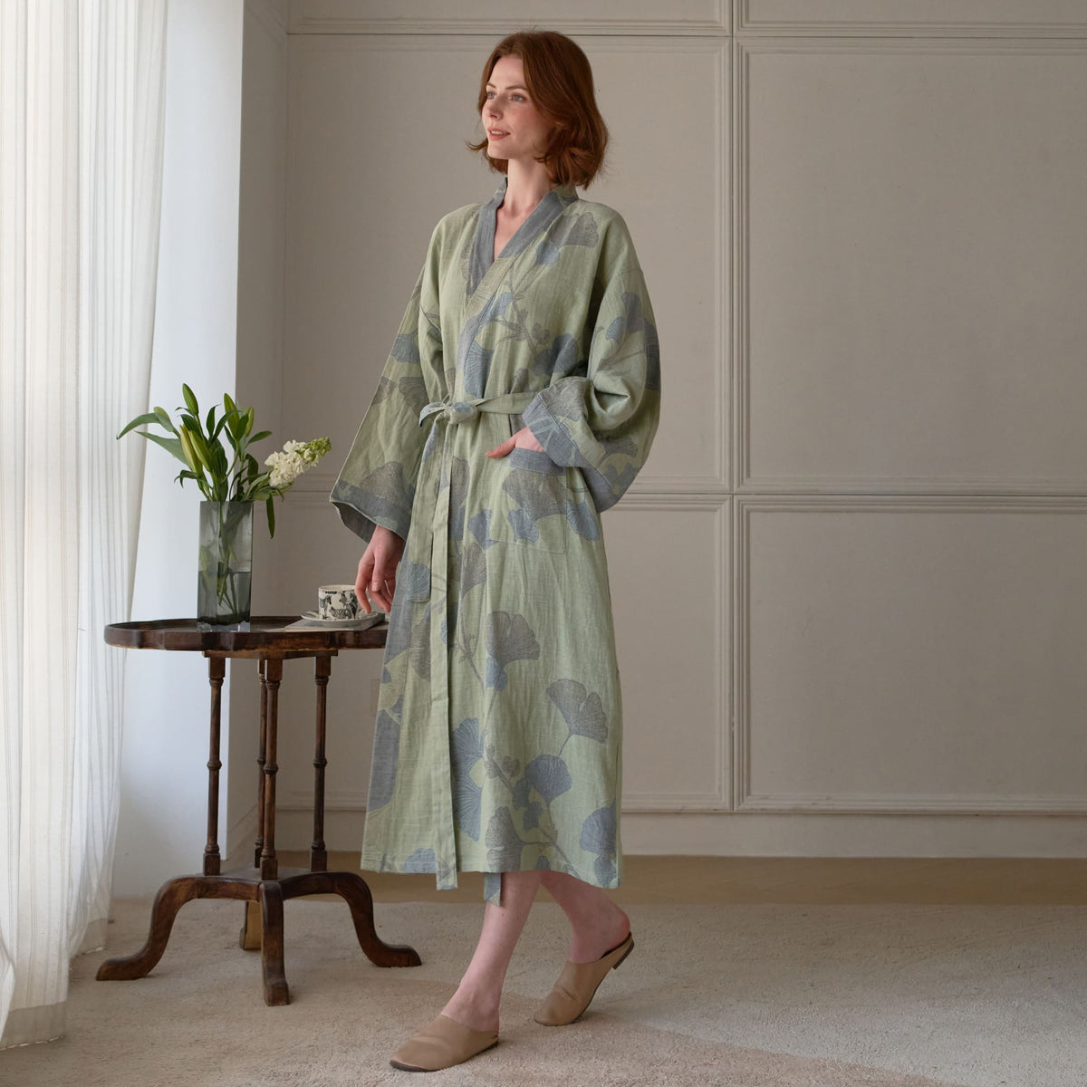 Ownkoti Ginkgo Leaf Organic Cotton Kimono Robe - image 18