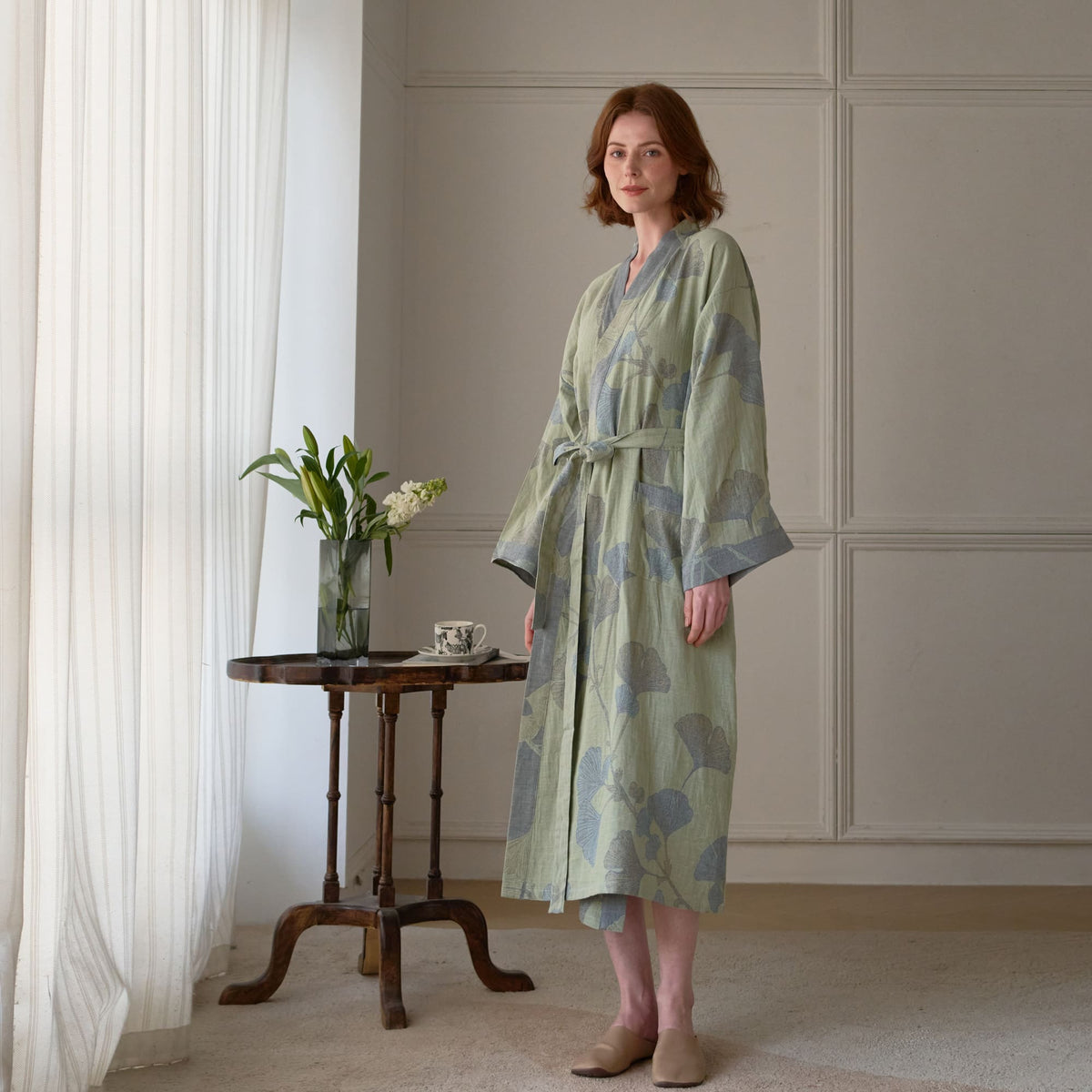 Ownkoti Ginkgo Leaf Organic Cotton Kimono Robe - image 19