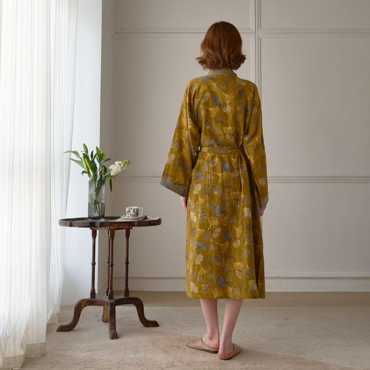 Ownkoti Ginkgo Biloba Cotton Gauze Kimono Robe - image 6
