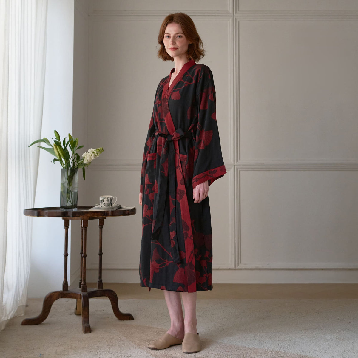 Ownkoti Large Ginkgo Leaf Cotton Kimono Robe - image 4