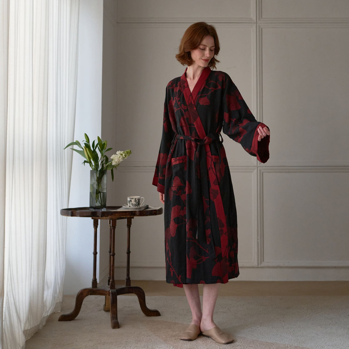 Ownkoti Large Ginkgo Leaf Cotton Kimono Robe - image 5