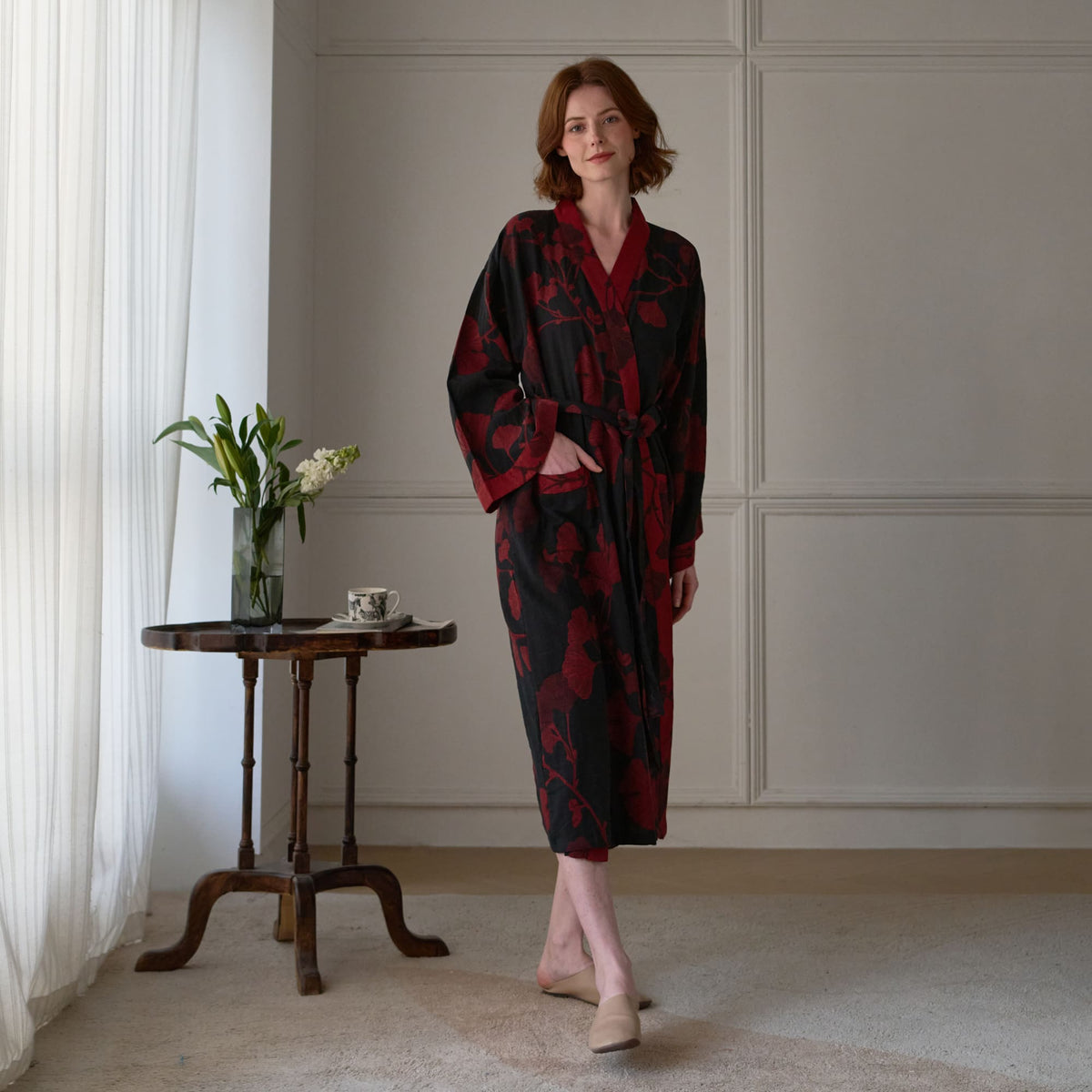 Ownkoti Large Ginkgo Leaf Cotton Kimono Robe - image 3