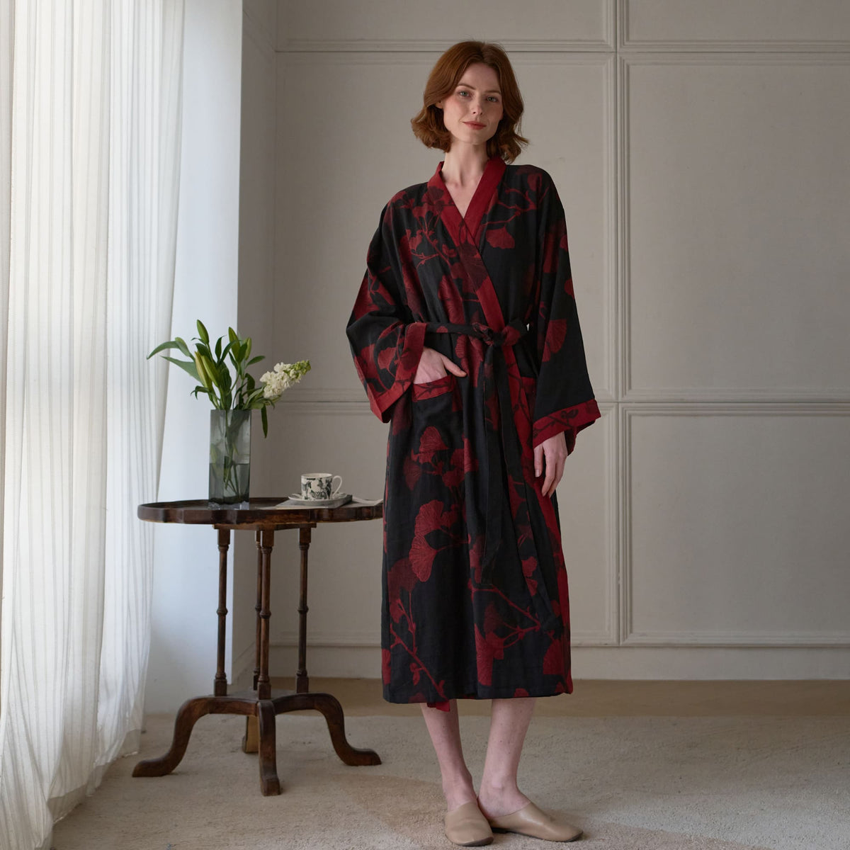 Ownkoti Large Ginkgo Leaf Cotton Kimono Robe - image 9