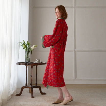 Ownkoti Two-Tone Ginkgo Cotton Gauze Kimono Robe - image 6
