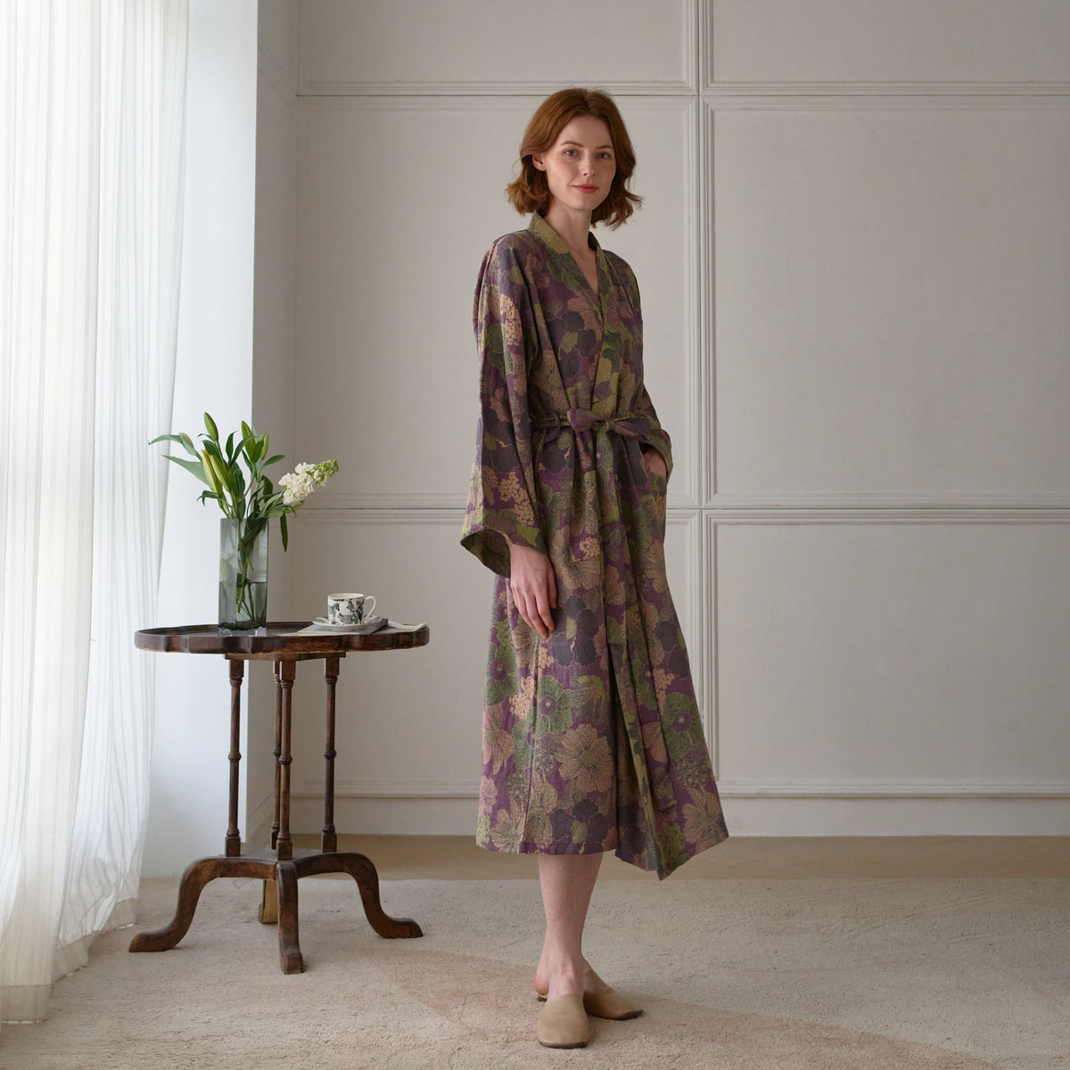 Ownkoti Peach Blossom Cotton Gauze Kimono Robe - image 3