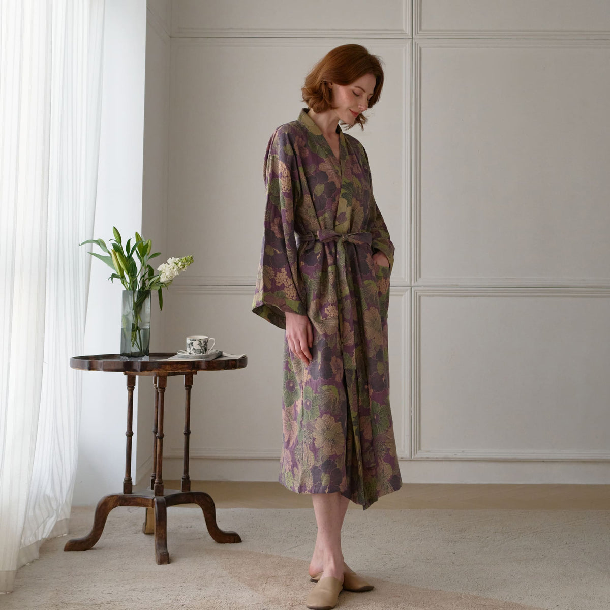 Ownkoti Peach Blossom Cotton Gauze Kimono Robe - image 7