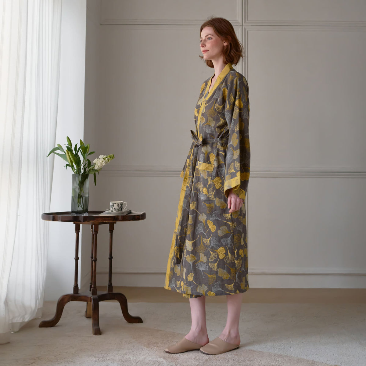 Ownkoti Ginkgo Biloba Cotton Gauze Kimono Robe - image 28