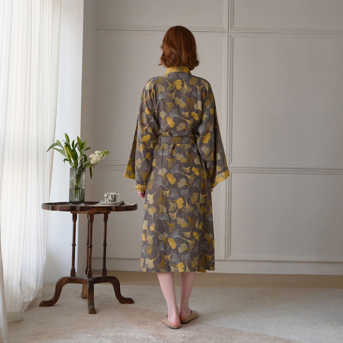 Ownkoti Ginkgo Biloba Cotton Gauze Kimono Robe - image 33