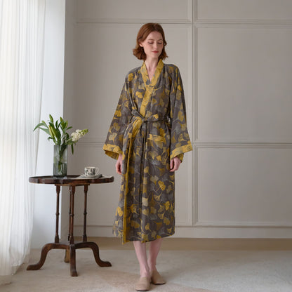 Ownkoti Ginkgo Biloba Cotton Gauze Kimono Robe - image 30