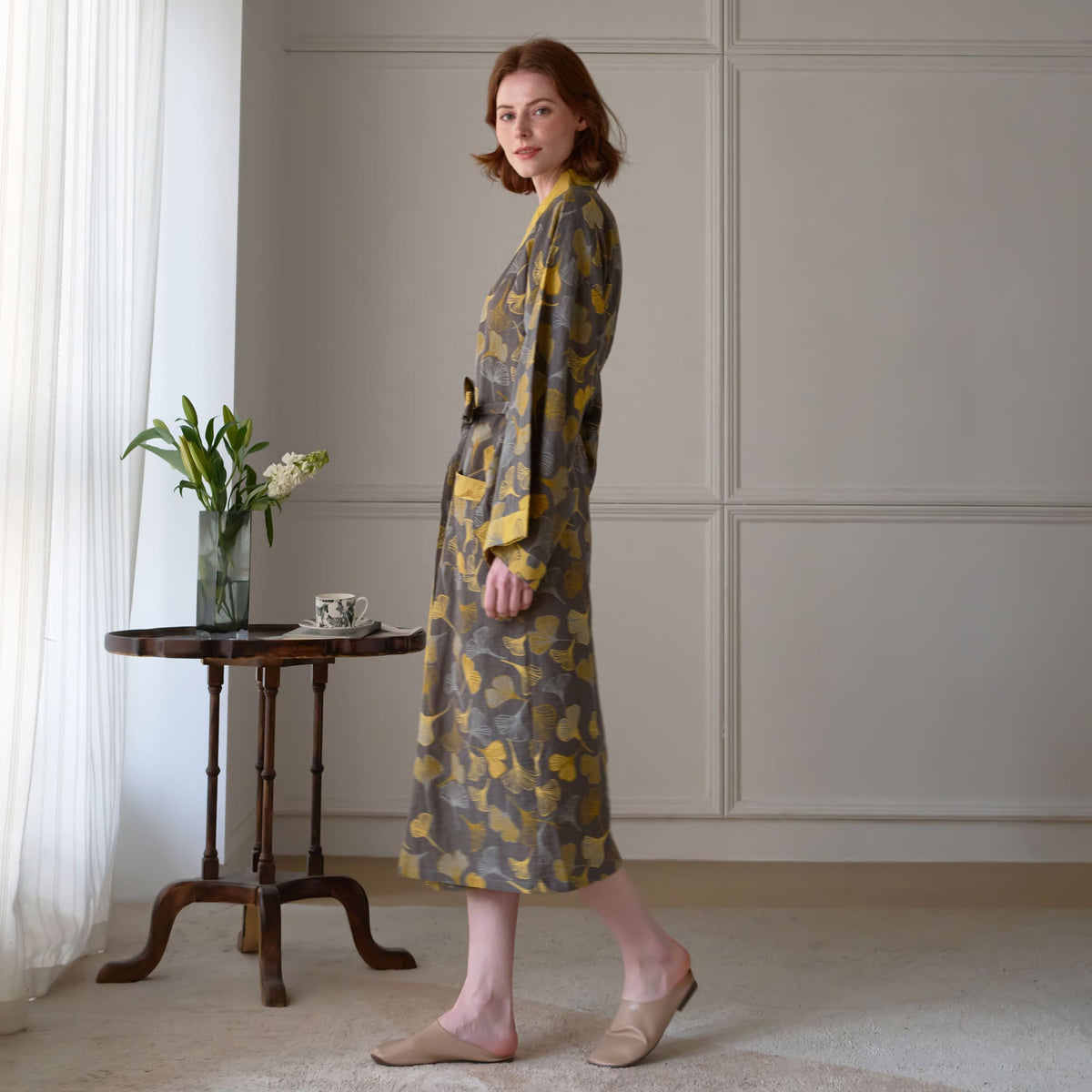 Ownkoti Ginkgo Biloba Cotton Gauze Kimono Robe - image 31