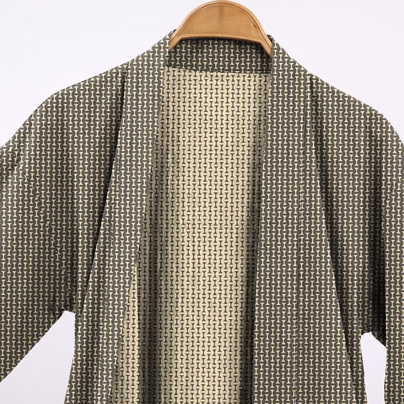 Ownkoti Geometric Chevron Cotton Jacquard Kimono Robe - image 3