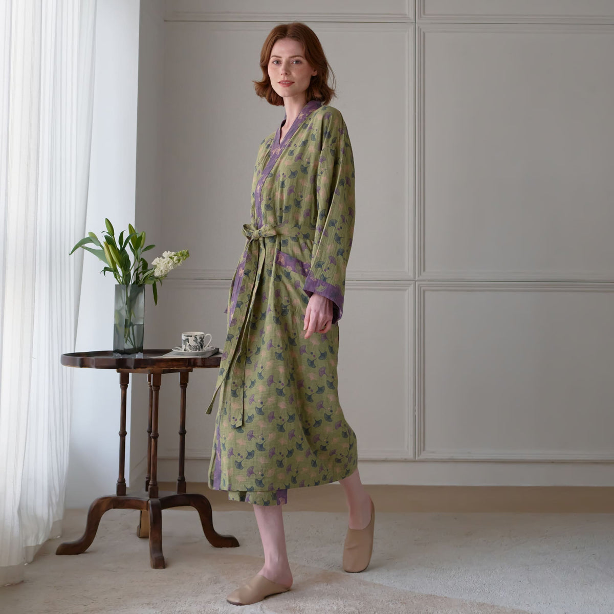 Ownkoti Two-Tone Ginkgo Cotton Gauze Kimono Robe - image 37
