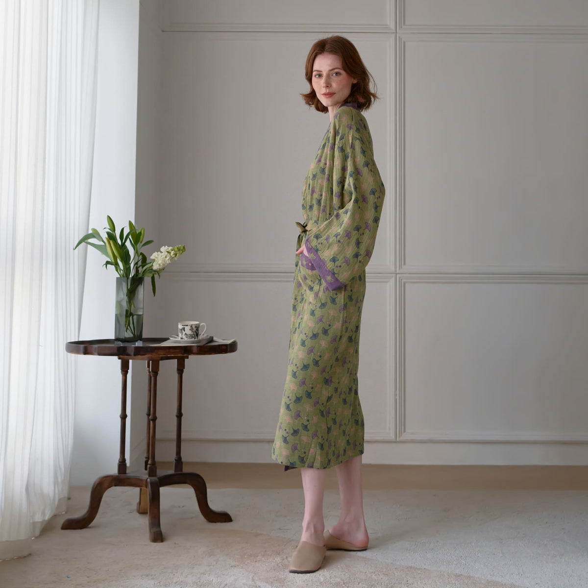 Ownkoti Two-Tone Ginkgo Cotton Gauze Kimono Robe - image 36