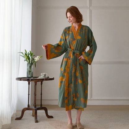 Ownkoti Large Ginkgo Leaf Cotton Kimono Robe - image 20
