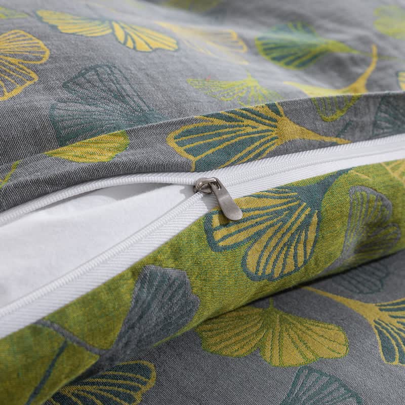 Ownkoti Vintage Green Ginkgo Leaf Cotton Reversible Bedding Set - image 25