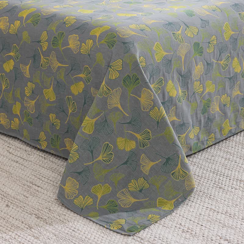Ownkoti Vintage Green Ginkgo Leaf Cotton Reversible Bedding Set - image 19