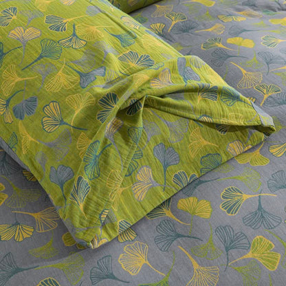 Ownkoti Vintage Green Ginkgo Leaf Cotton Reversible Bedding Set - image 26