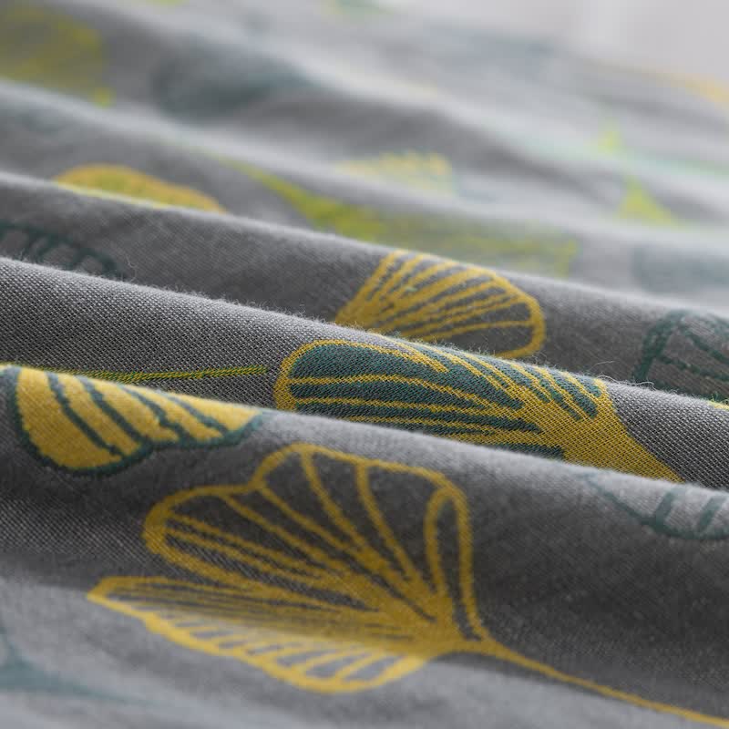 Ownkoti Vintage Green Ginkgo Leaf Cotton Reversible Bedding Set - image 23