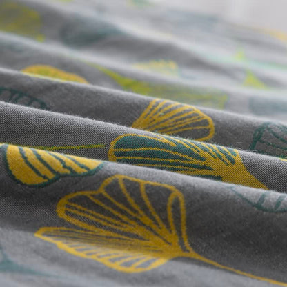 Ownkoti Vintage Green Ginkgo Leaf Cotton Reversible Bedding Set - image 23