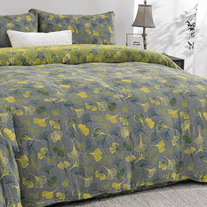 Ownkoti Vintage Green Ginkgo Leaf Cotton Reversible Bedding Set - image 17