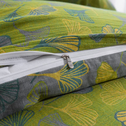 Ownkoti Vintage Green Ginkgo Leaf Cotton Reversible Bedding Set - image 13