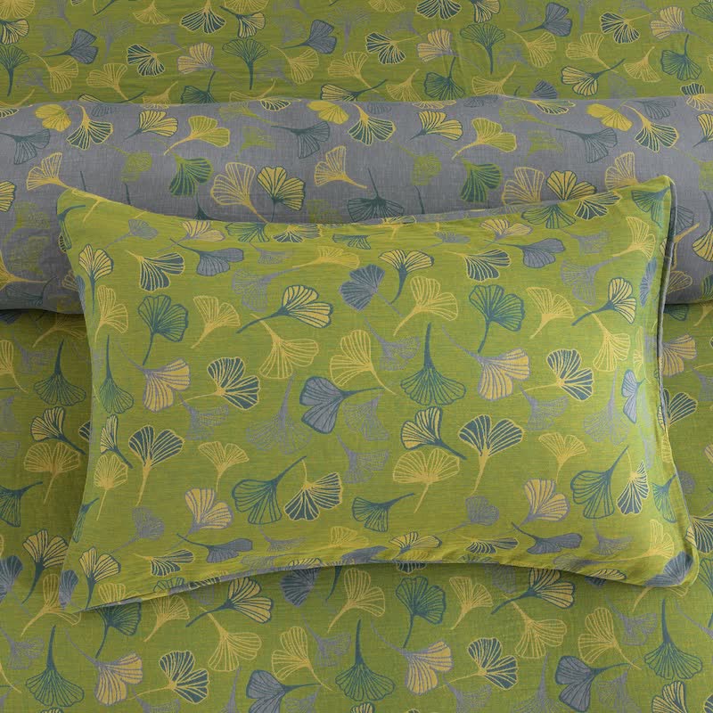 Ownkoti Vintage Green Ginkgo Leaf Cotton Reversible Bedding Set - image 8