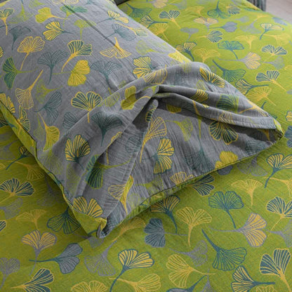 Ownkoti Vintage Green Ginkgo Leaf Cotton Reversible Bedding Set - image 14