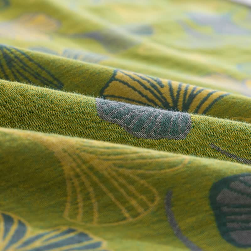 Ownkoti Vintage Green Ginkgo Leaf Cotton Reversible Bedding Set - image 11