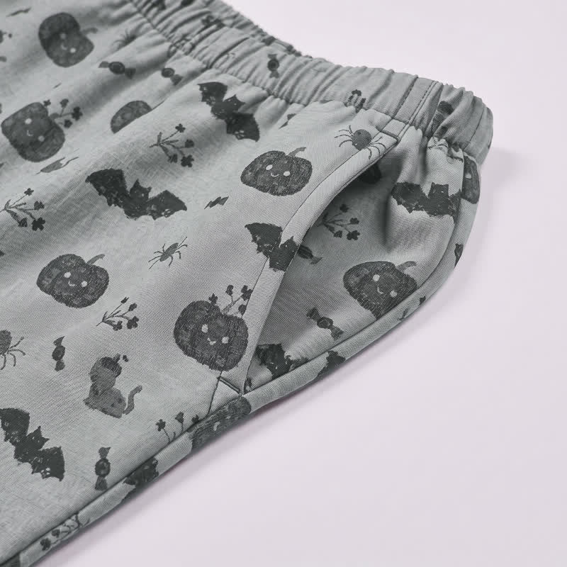 Ownkoti Halloween Pumpkin Bat Cotton Gauze Loungewear Set - image 11
