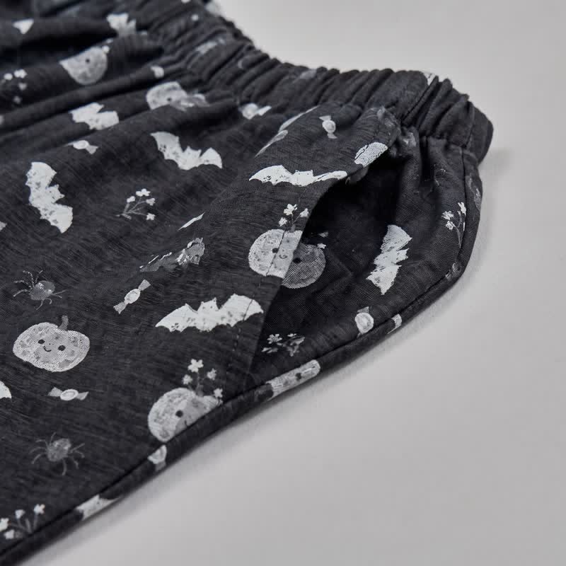 Ownkoti Halloween Pumpkin Bat Cotton Gauze Loungewear Set - image 5