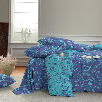 Ownkoti Blue & Purple Leaf Cotton Duvet Cover Bedding Set - image 15